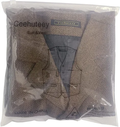 Vista 6 de Chaleco clásico de lana Tweed para hombre chaqueta sin mangas chaleco de espiga para esmoquin