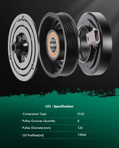 Vista 8 de SCITOO Embrague del compresor de CA para Ford E-150 Econoline 4.9L 5.0L 5.8L 1996, para Ford E-350 Econoline 4.9L 5.8L 7.5L 1996, para Mazda B3000