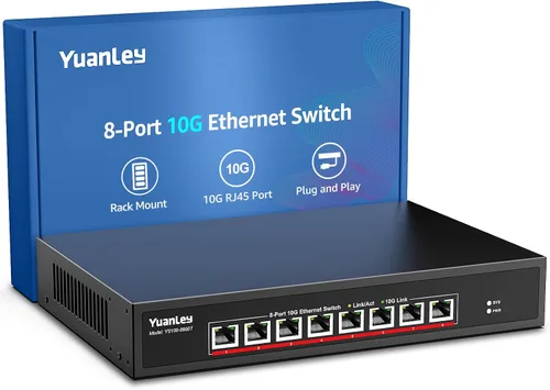Vista 11 de Switch Ethernet no gestionado de 6 puertos 2.5G, 4 puertos Base-T de 2.5G, 2 SFP de 10G, compatible con 100/1000/2500Mbps, VLAN, sin ventilador