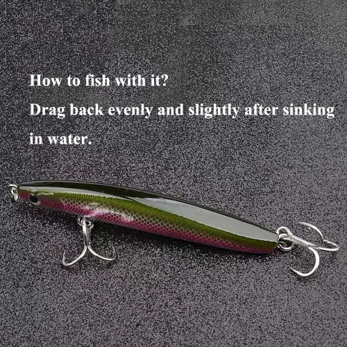 Vista 4 de Señuelos de lápiz de hundimiento lento, como tapones duros de Jerkbaits Crankbaits para salmón bajo, etc. Agua dulce y salada, 39