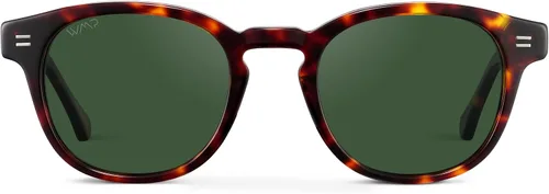 Vista 2 de WMP Eyewear - Lentes de sol polarizados ovalados retro redondos para hombre, marco de acetato ligero, protección UV, diseño de núcleo de metal