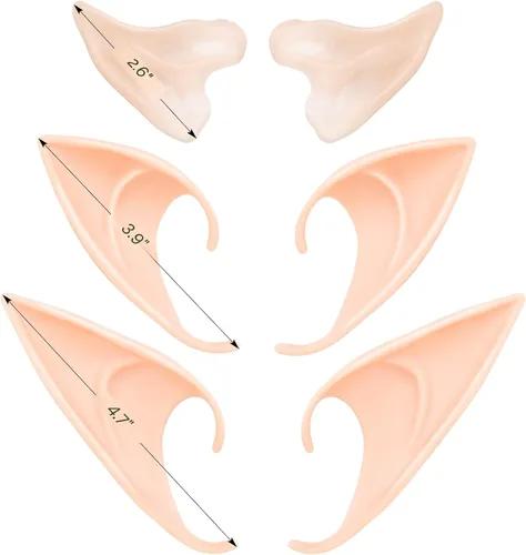 Vista 7 de Accesorios de mascarada para cosplay de orejas de elfo - Orejas de hada duende suaves con puntas puntiagudas para disfraz de fiesta de anime