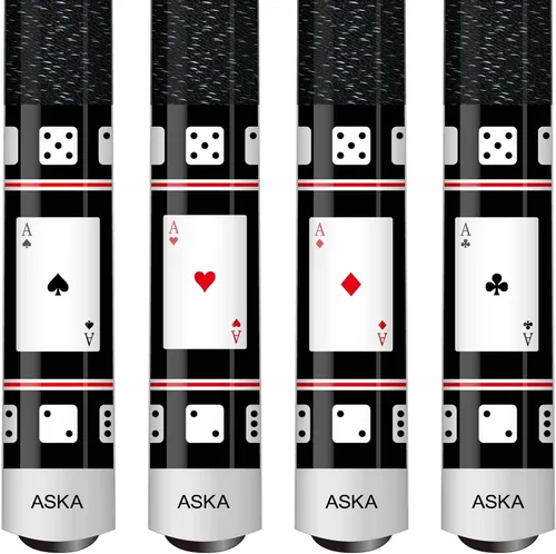 Vista 6 de ASKA Juego de 4 tarjetas y dados para billar, arce canadiense Hard Rock de 58 pulgadas, punta dura de 0.512 in, pesos mixtos