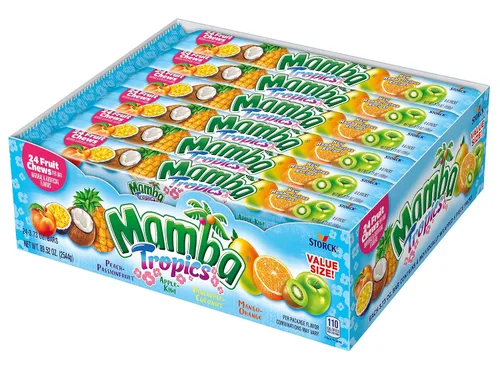 Vista 3 de Mamba Caramelos masticables de frutas – Masticables envueltos individualmente para Halloween, fiestas y aperitivos, paquete variado con fresa