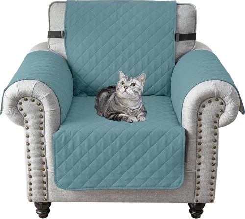 Vista 13 de UNBBRRL Funda de sofá reversible para perros y gatos, funda impermeable para muebles para mascotas y niños, protector de sofá con correas elásticas