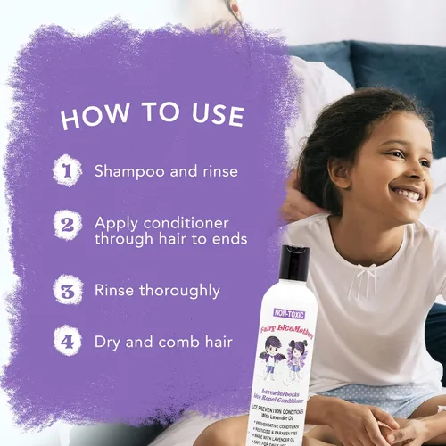 Vista 4 de Fairy LiceMothers LavenderLocks - Acondicionador de prevención de piojos – Acondicionador de aceite de lavanda para eliminación de piojos familiares