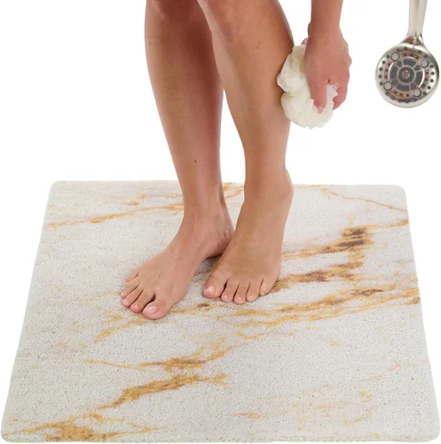 Vista 82 de Enkosi Alfombra de ducha antideslizante Loofah para suelos de ducha, bañera, baños, zonas húmedas, alfombrilla de baño acolchada con agujeros