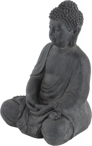 Vista 2 de CosmoLiving by Cosmopolitan - Escultura decorativa de Buda de cerámica meditando para decoración del hogar con tallas grabadas y detalles
