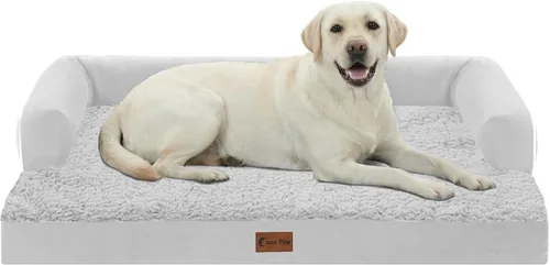 Vista 27 de Cama ortopédica para perros extragrandes, cama de espuma XL con forma de caja de huevos impermeable con lados 45x35 pulgadas, cama de sofá
