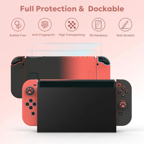 Vista 6 de Funda Switch para interruptor NS, kit de accesorios de interruptor 16 en 1 con funda de transporte para interruptor, funda protectora