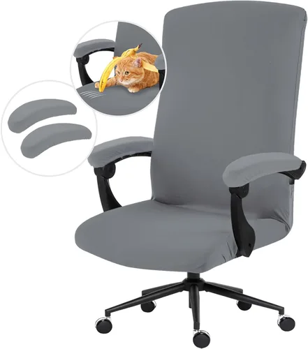 Vista 96 de Fundas elásticas resistentes al agua para sillas de computadora - Protectores lavables para respaldo giratorio y asiento para mascotas - Negro
