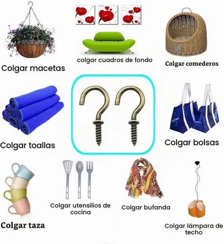 Vista 5 de Ganchos de techo pequeños de bronce – Luces atornilladas de 5/8 pulgadas y ganchos de joyería (paquete de 40)