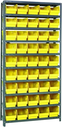 Vista 372 de Quantum QSBU-245BK Heavy Duty Shelving Unit with (7) Shelves and (24) QUS245 Black Bins for Garage Warehouse Storage Distribution 400 lb Load