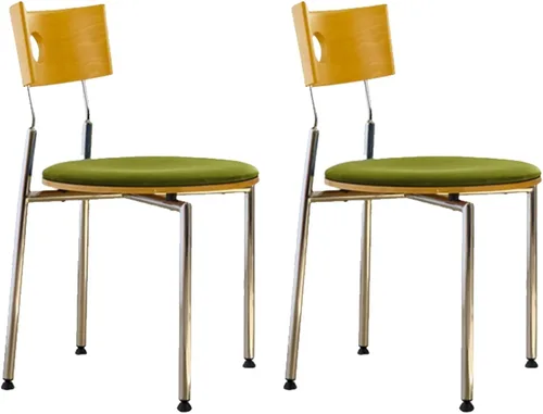 Vista 31 de Stackable Dining Chairs Set, Kitchen Chair with Curved Backrest, Upholstered Living Room Chair, Occasional Seat Dining Room Chairs with Metal
