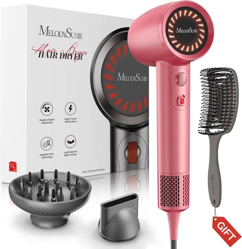 Vista 12 de MelodySusie Secador de pelo, secador de pelo iónico profesional de 1600 W para secado rápido, secador de pelo de alta velocidad de 120,000 RPM