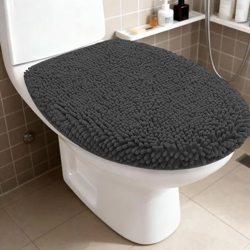 Vista 22 de RUN HELIX Juego de 4 alfombras de baño antideslizantes, suaves, peludas y absorbentes, con tapete de inodoro en forma de U, color negro