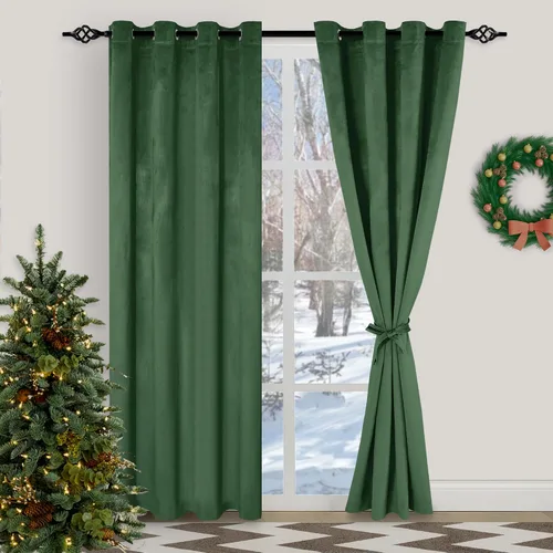 Vista 25 de XWZO Cortinas de terciopelo azul de 63 pulgadas de largo, elegantes cortinas de lujo suaves para sala de estar, aislamiento térmico, oscurecimiento