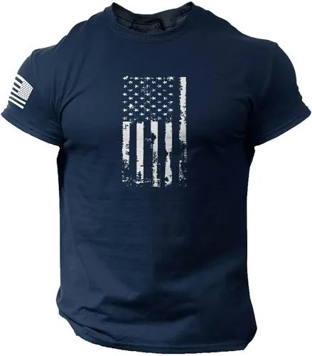 Vista 12 de Camisetas de verano para hombre, estilo casual, ajustado, manga corta, de algodón, patriótica, de Estados Unidos, con bandera americana, camiseta
