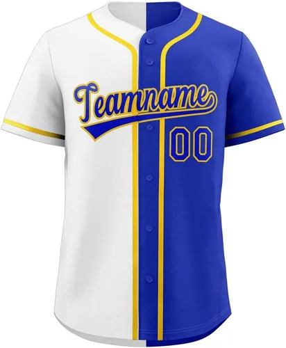 Vista 17 de Camiseta de béisbol dividida personalizada con botones y número de nombre cosido personalizado para hombres/mujeres/niños