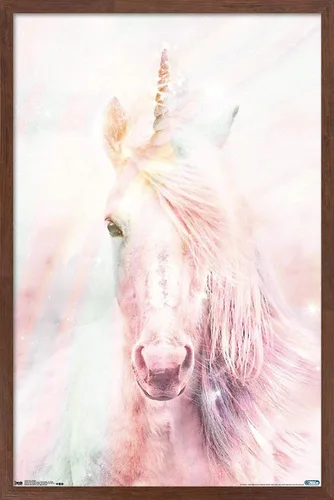 Vista 9 de Trends International Póster de pared de unicornio rosa, 14.725 x 22.375 pulgadas, versión enmarcada de madera de granero Versión enmarcada Barnwood