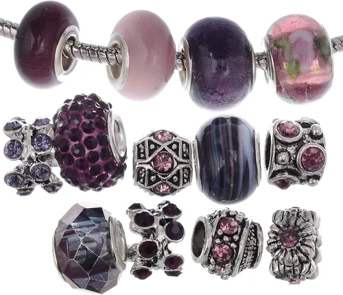 Vista 2 de RUBYCA - Pulsera de cristal tibetano con cuentas de cristal de Murano
