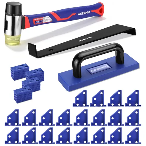 Vista 11 de WORKPRO Kit de instalación de pisos de madera laminada con mazo reforzado de doble cara, barra de tracción resistente, bloque de roscado
