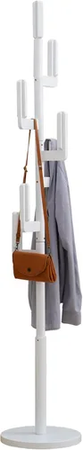 Vista 9 de Perchero de bambú Cactus para abrigos y ropa, estante de ropa independiente con 6 ganchos para adultos y niños, perchero resistente y moderno