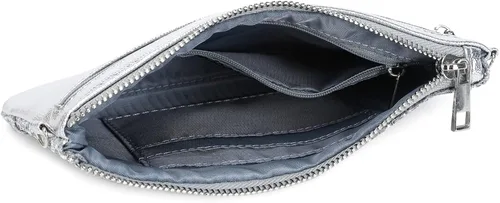 Vista 5 de Lam Gallery Bolso de mano de noche con purpurina brillante para boda, bolso de mano brillante para fiesta, plateado