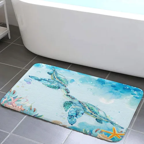 Vista 8 de Alfombra de baño de mediados de siglo, alfombra de baño estética abstracta geométrica de mediados de siglo, color verde azulado, retro, cuadrícula