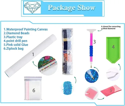 Vista 5 de PSCH Kits de arte de diamantes para adultos, kit de pintura de diamantes de castillo mágico para adultos, arte de diamantes 5D de taladro completo