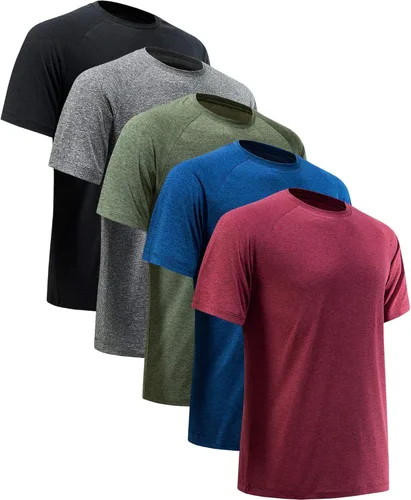 Vista 22 de Camisetas de entrenamiento para hombre, de manga corta, de secado rápido, atlético, gimnasio, activo, absorbe la humedad