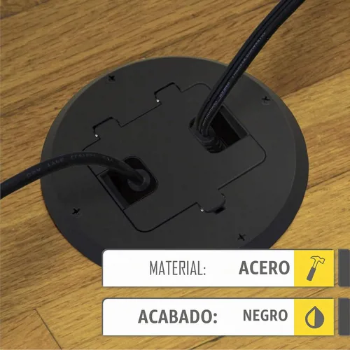 Vista 5 de RACO 6239BK Kit de piso con dispositivo dúplex empotrado 15A TR y caja de acero ajustable, 1-Gang, negro