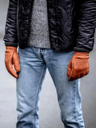 Vista 8 de Hestra mens Mens Leather Work Gloves Deerskin Primaloft Rib Winter Glove