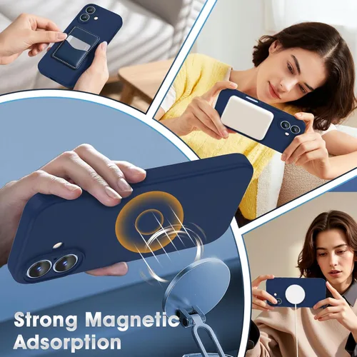 Vista 4 de MILPROX Funda de silicona compatible con Magsafe para iPhone 17 de 6.3 Azul marino