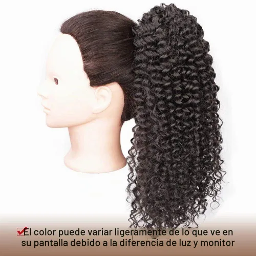 Vista 6 de Vigorous Extensión de Cola de Caballo con Cordón Corta Afro Rizada Crespa Marrón Cola de Caballo para Mujeres Africanas Colas de Caballo Esponjosas