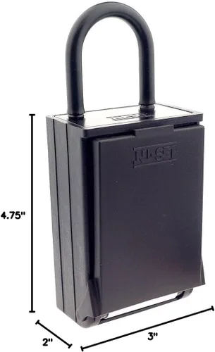 Vista 4 de NU-SET 2080-3 Caja de seguridad con combinación de botón para guardar llaves/tarjetas con grillete para colgar, color negro