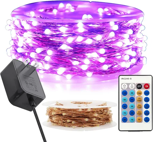 Vista 22 de RUICHEN Guirnalda de luces regulables enchufables de 66 pies, 200 luces LED de alambre de cobre con control remoto, blanco cálido