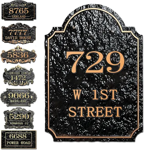 Vista 20 de Placa personalizada de dirección de casa, letrero de dirección de nombre de calle personalizado para números de casa, placa para buzón de garaje