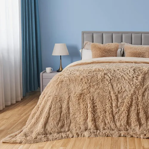 Vista 65 de GONAAP Manta de Tiro Difusa de Piel Sintética Negra Súper Suave Acogedora Felpa Difusa Peluda para Sofá Sillón Cama (Negro, Tiro(50"x60"))