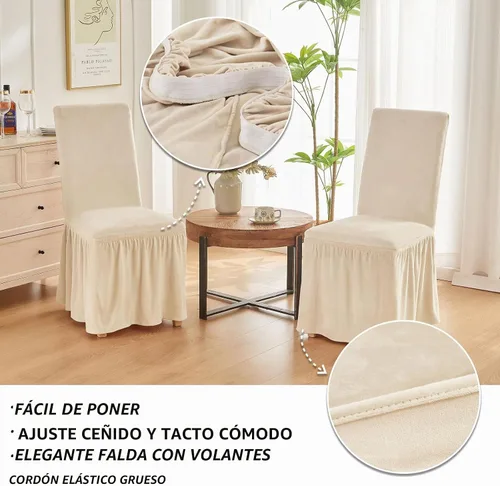 Vista 4 de NICEEC Fundas de silla de elastano para sillas de comedor, juego de 2 fundas de silla de comedor extraíbles con falda, fundas para sillas Parson