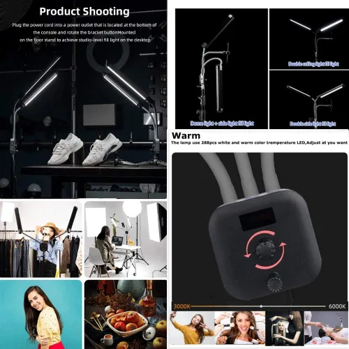 Vista 6 de Tatuaje profesional belleza mejora fotografía Led anillo luz led fotografía doble brazo relleno luz celebridad transmisión en vivo selfie luz ight