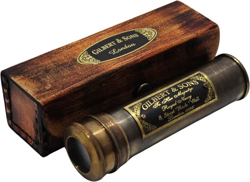 Vista 9 de Telescopio de latón de mano de 6" pulgadas con caja de madera - Navegación pirata 6" Negro