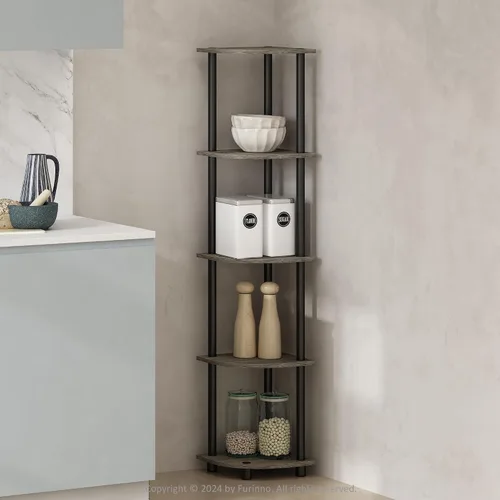 Vista 42 de Furinno Turn-N-Tube Organizador de encimera de cocina, estante organizador de encimera de esquina de 2 niveles, estante esquinero, para cocina
