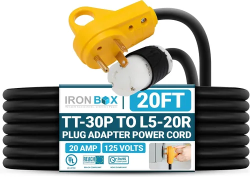 Vista 26 de IronBox Electric TT-30P a TT-30R - Adaptador y extensión - 30A, 125V, 10/3 SOOW - Cable adaptador de conector de enchufe resistente, cable