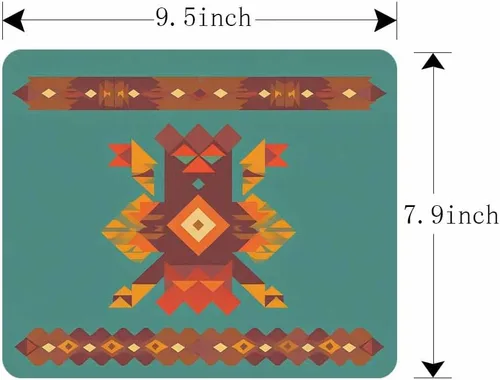 Vista 4 de IBILIU Alfombrilla de mouse colorido estilo navajo, estilo nativo americano, rectangular, verde del suroeste americano, base de goma antideslizante