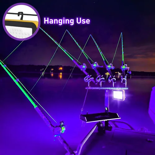 Vista 6 de Luz negra LED recargable, luz negra portátil alimentada por batería, luz LED de inundación de 400 nm, luces negras, fiesta de neón brillante, pesca