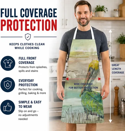Vista 4 de Caroline's Treasures SC2012APRON Pelican Sunset Delantal de cocina, servidor de cocina, horneado, manualidades, jardinería para adultos, mujeres