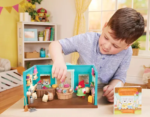 Vista 9 de Li'l Woodzeez Pass – the – Pasta Restaurant Playset – Juego de casa de muñecas de 41 piezas con mesa, bancos, comida y accesorios para juegos de rol