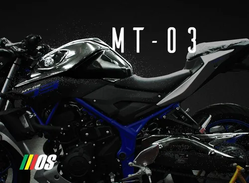 Vista 3 de MOS - Cubiertas traseras laterales de fibra de carbono para depósito de combustible compatibles con Yamaha MT-03 MT-25 2015-2019