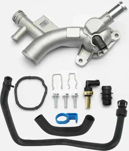 Vista 8 de Carcasa de termostato de refrigerante de motor de aluminio con salida de agua compatible con Chevy Cruze 2011-2016, Chey Sonic 2012-2020, Chevy Trax